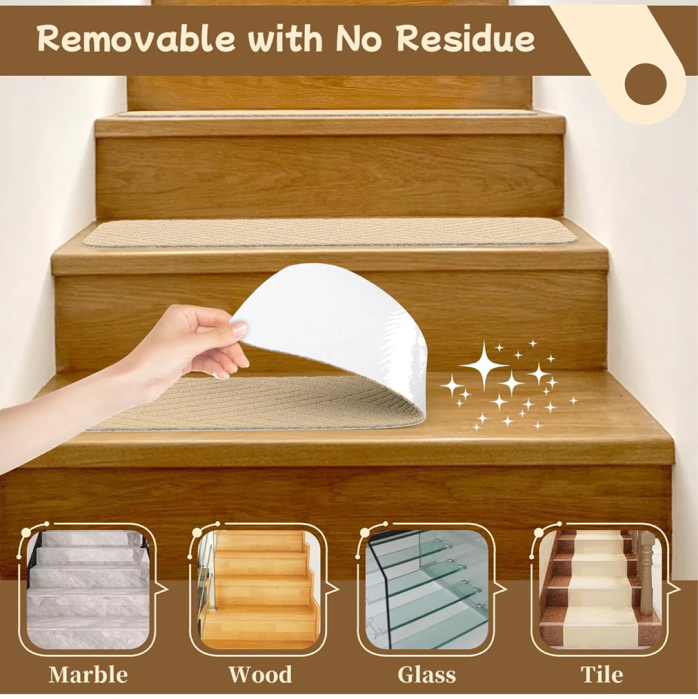 Beige Stair Treads Carpet Set - 15 Pack - photo 5