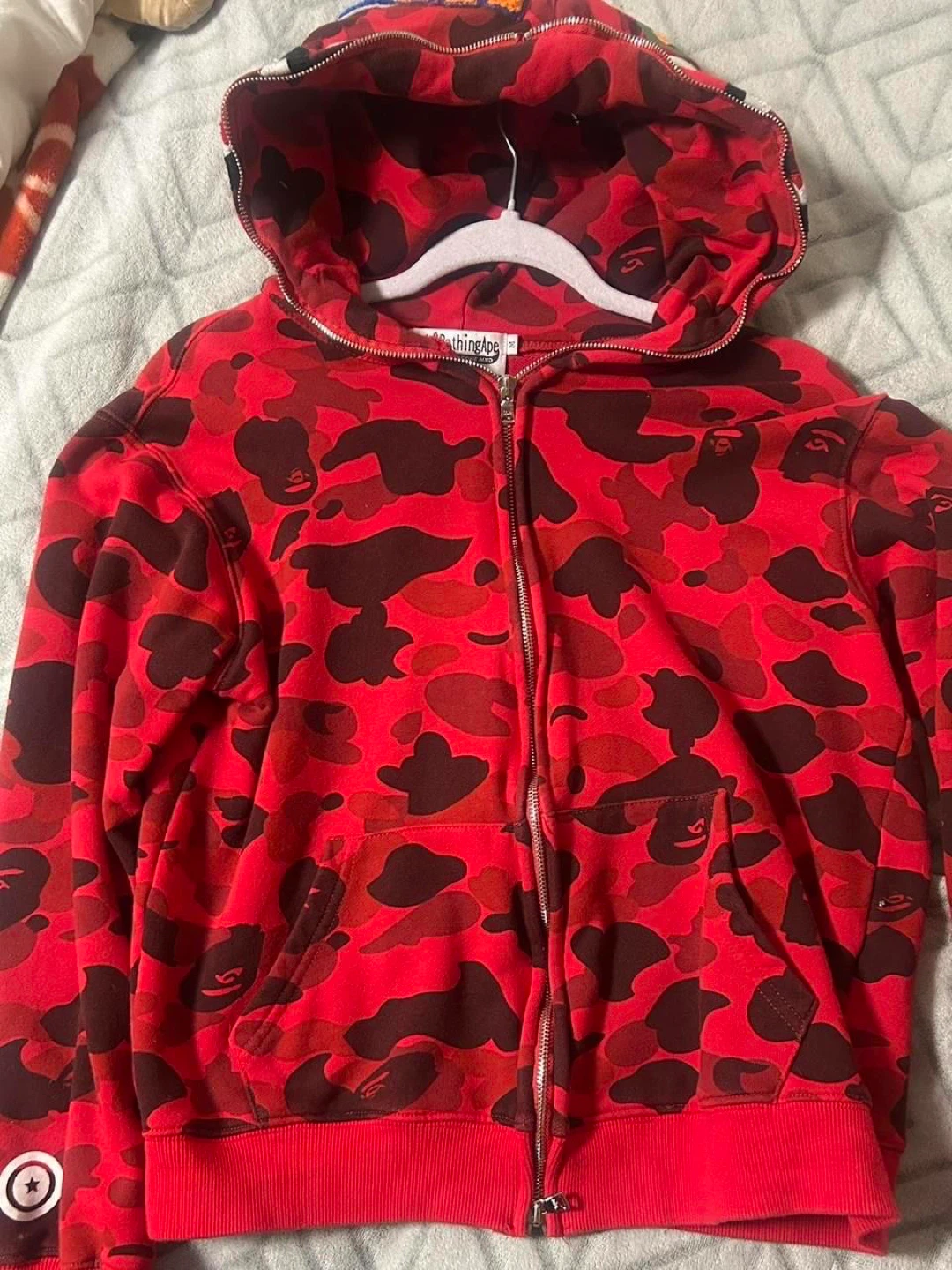 BAPE Full Zip Hoodie Red Camo Shark