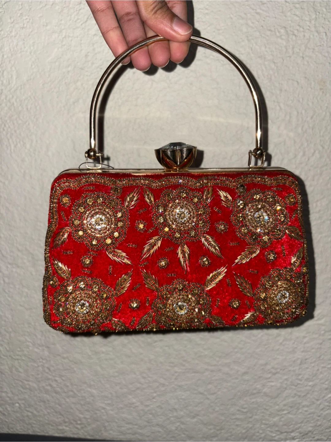 Red Beaded Clutch Purse