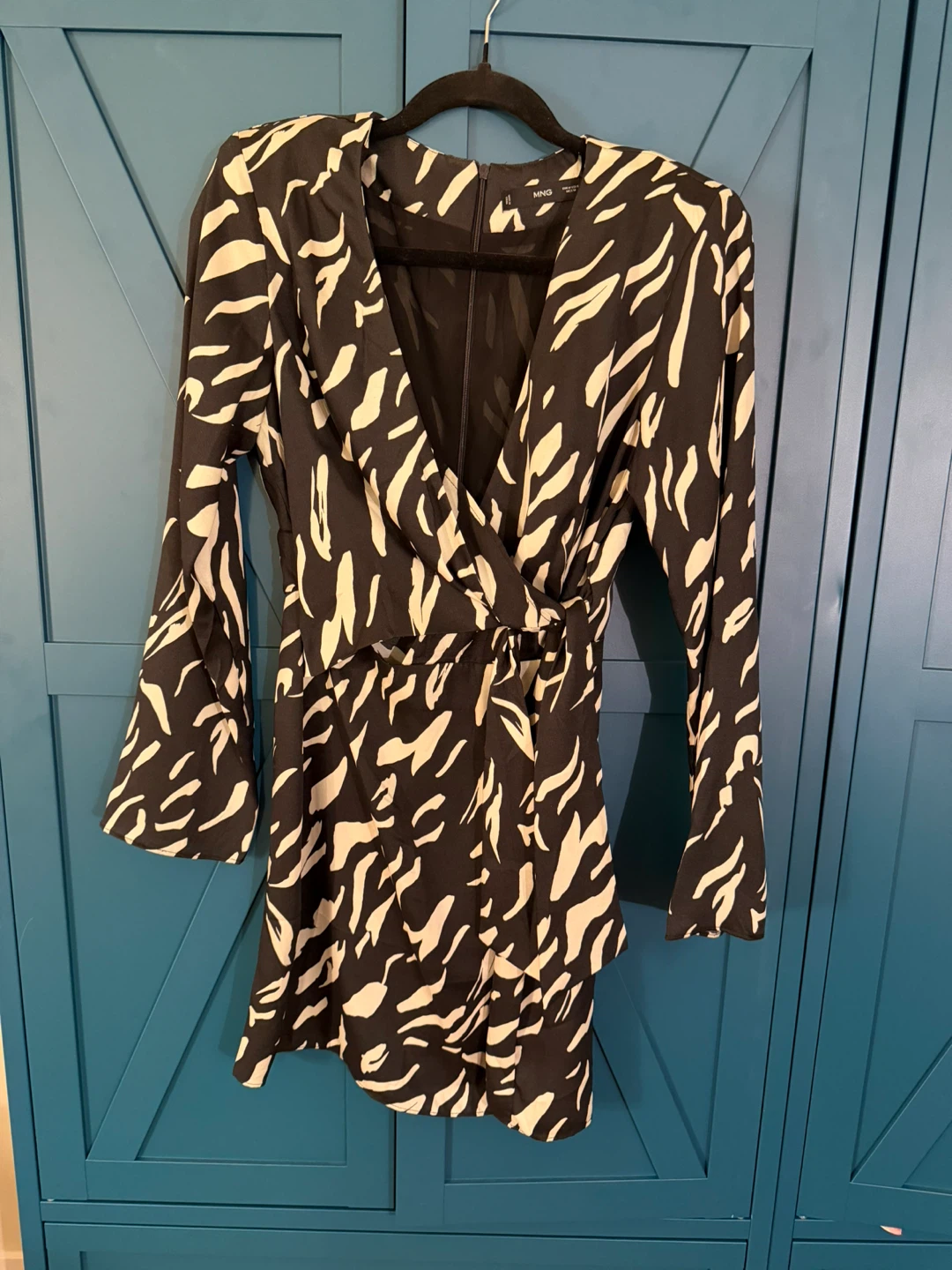 MNG Women's Black & White Zebra Print Wrap Dress - Size S - photo 2