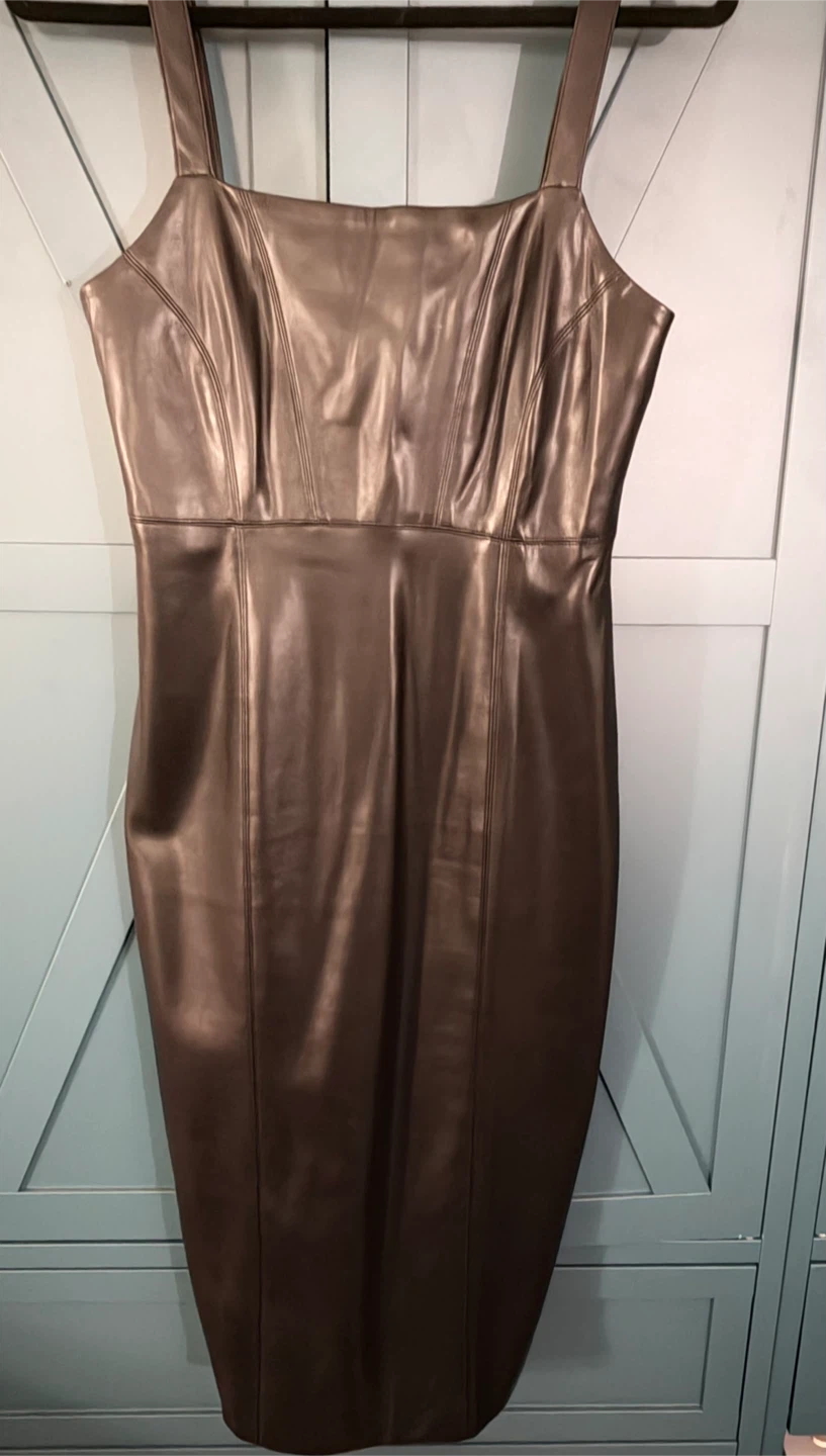7 For All Mankind Black Faux Leather Bodycon Dress Size S - photo 2