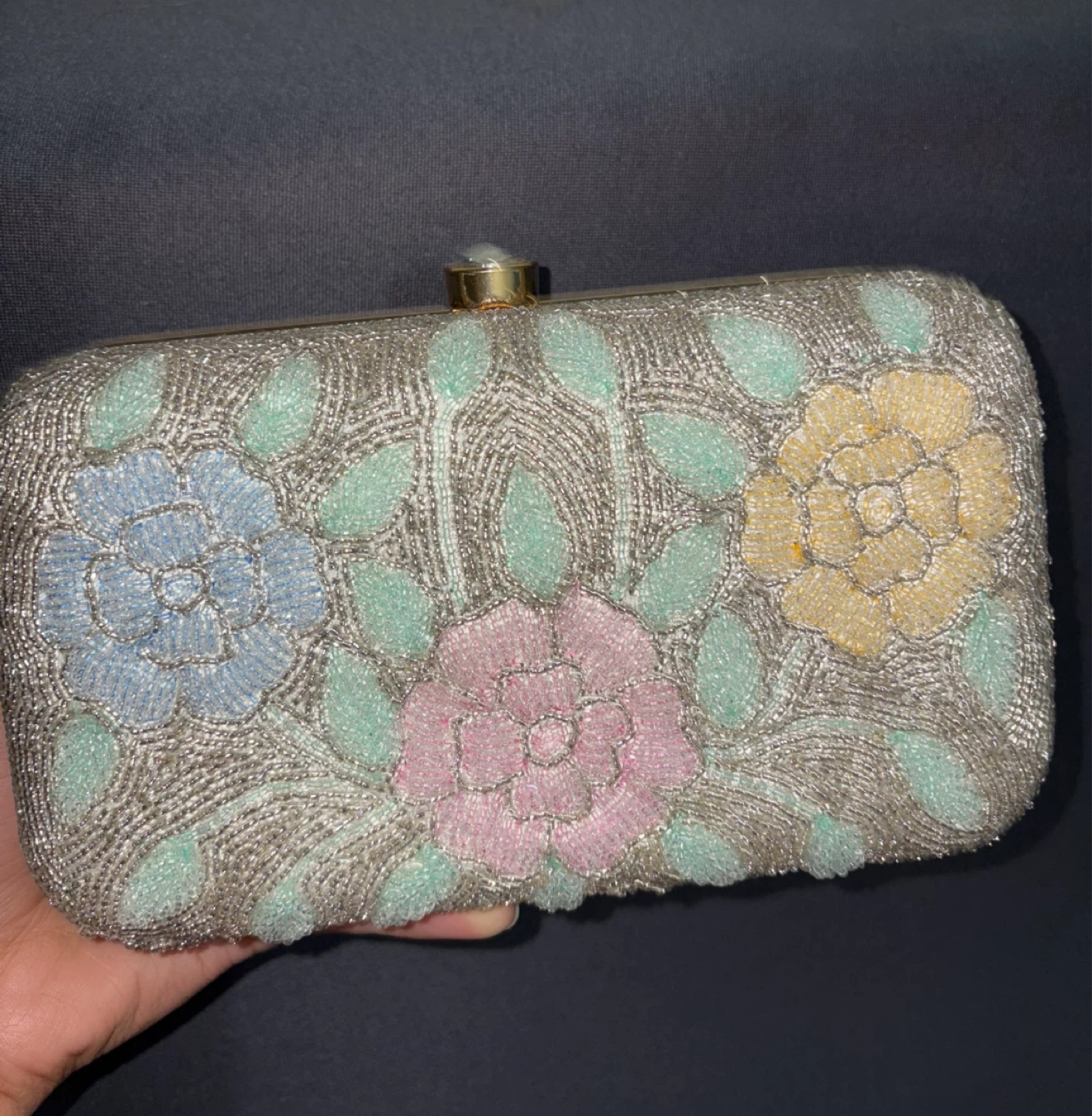 Multicoloured Beaded Clutch Evening Bag