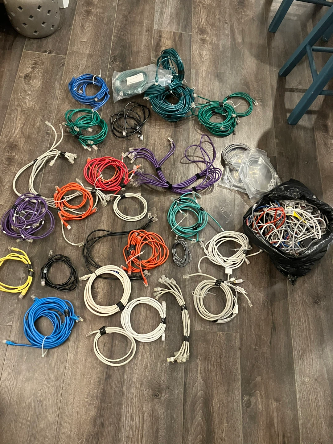 A lot of Ethernet cables