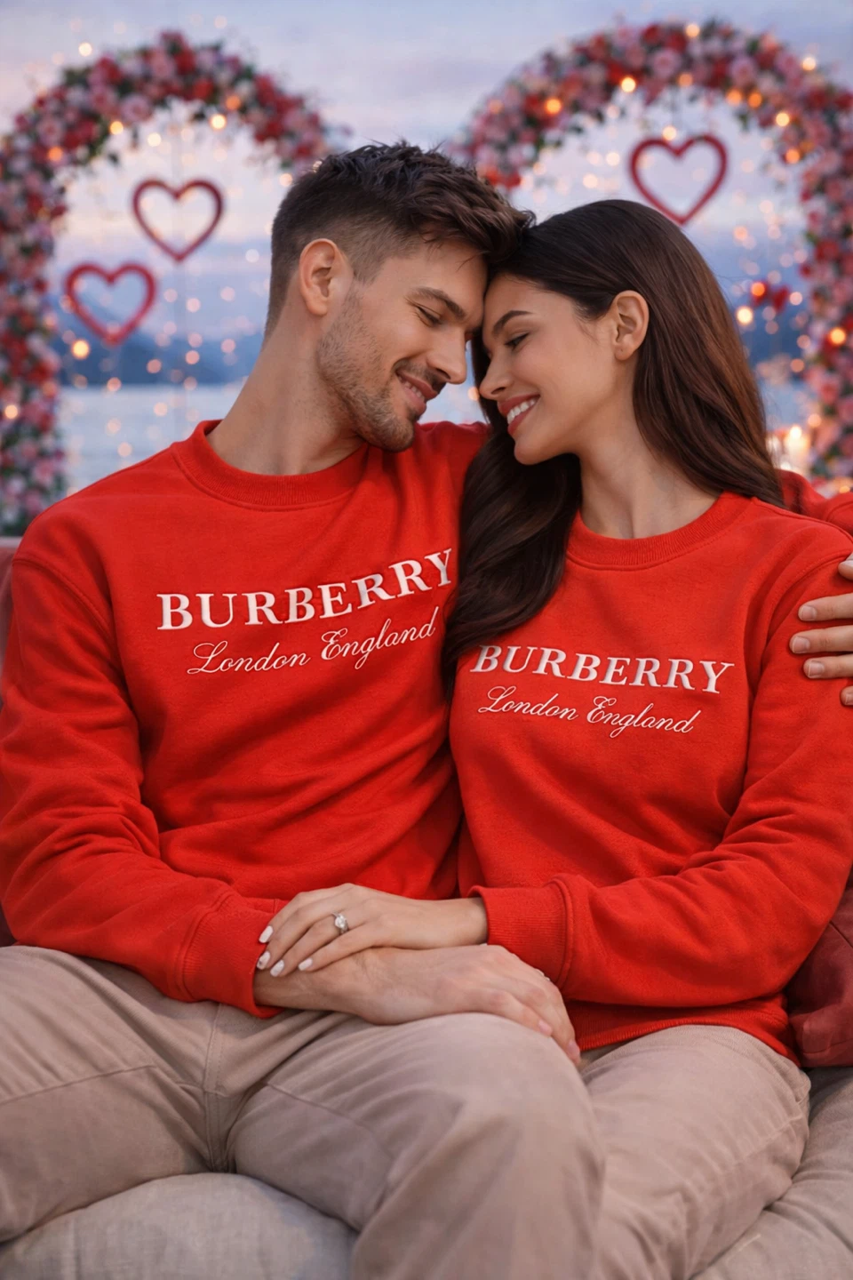 BURBERRY London England Red Crewneck Sweatshirt