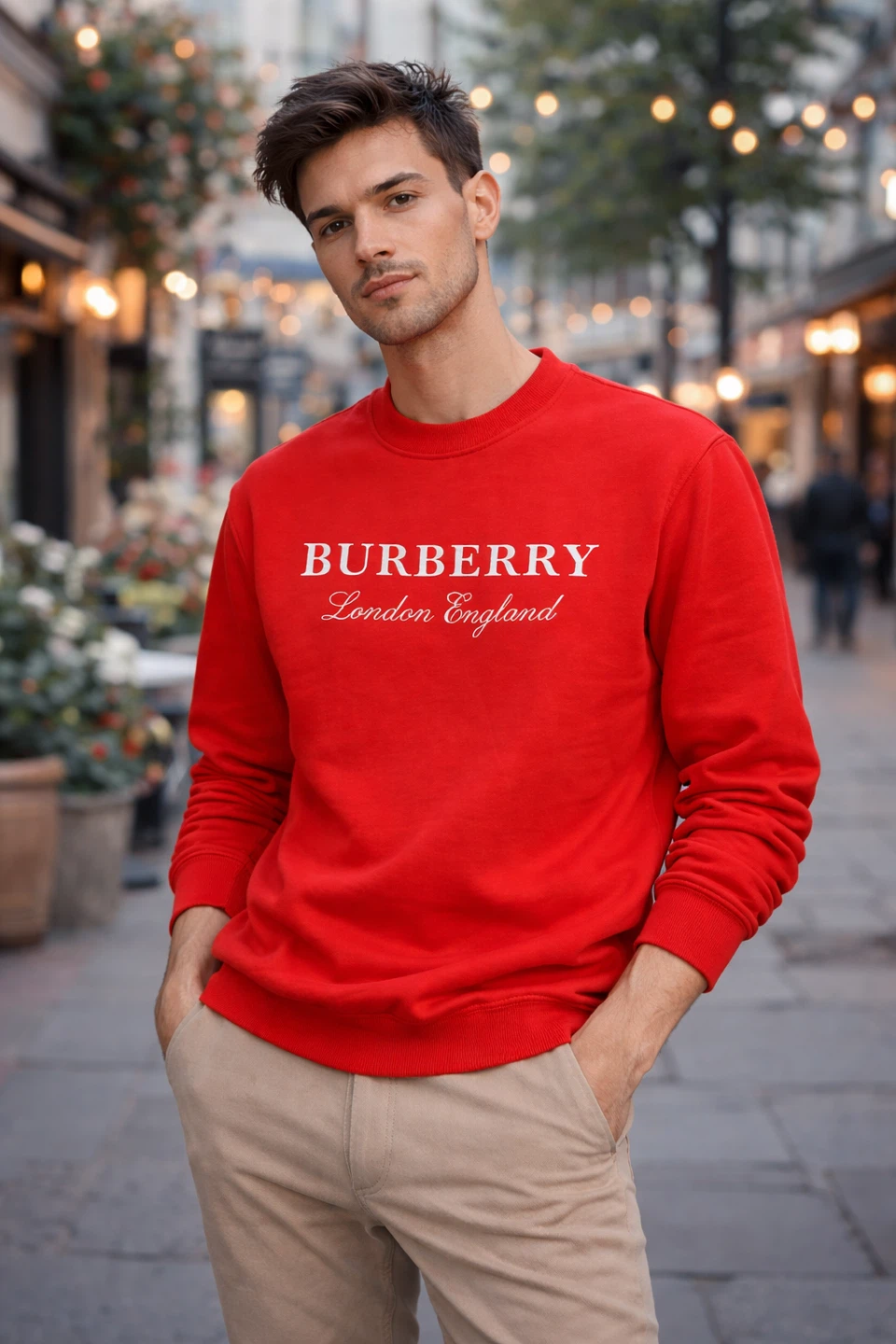 BURBERRY London England Red Crewneck Sweatshirt - photo 3