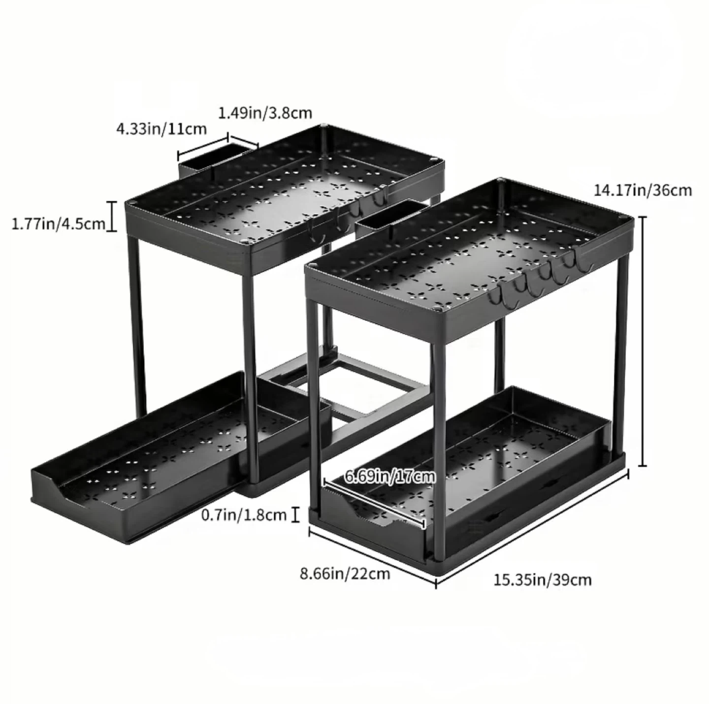 Black 2-Tier Organizer Shelf