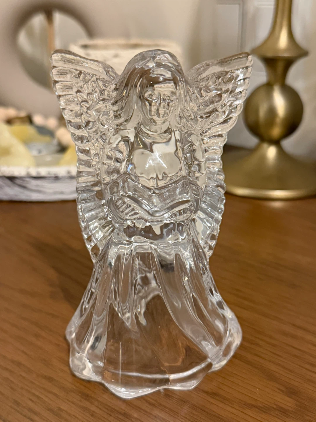 Clear Glass Angel Candle Holder