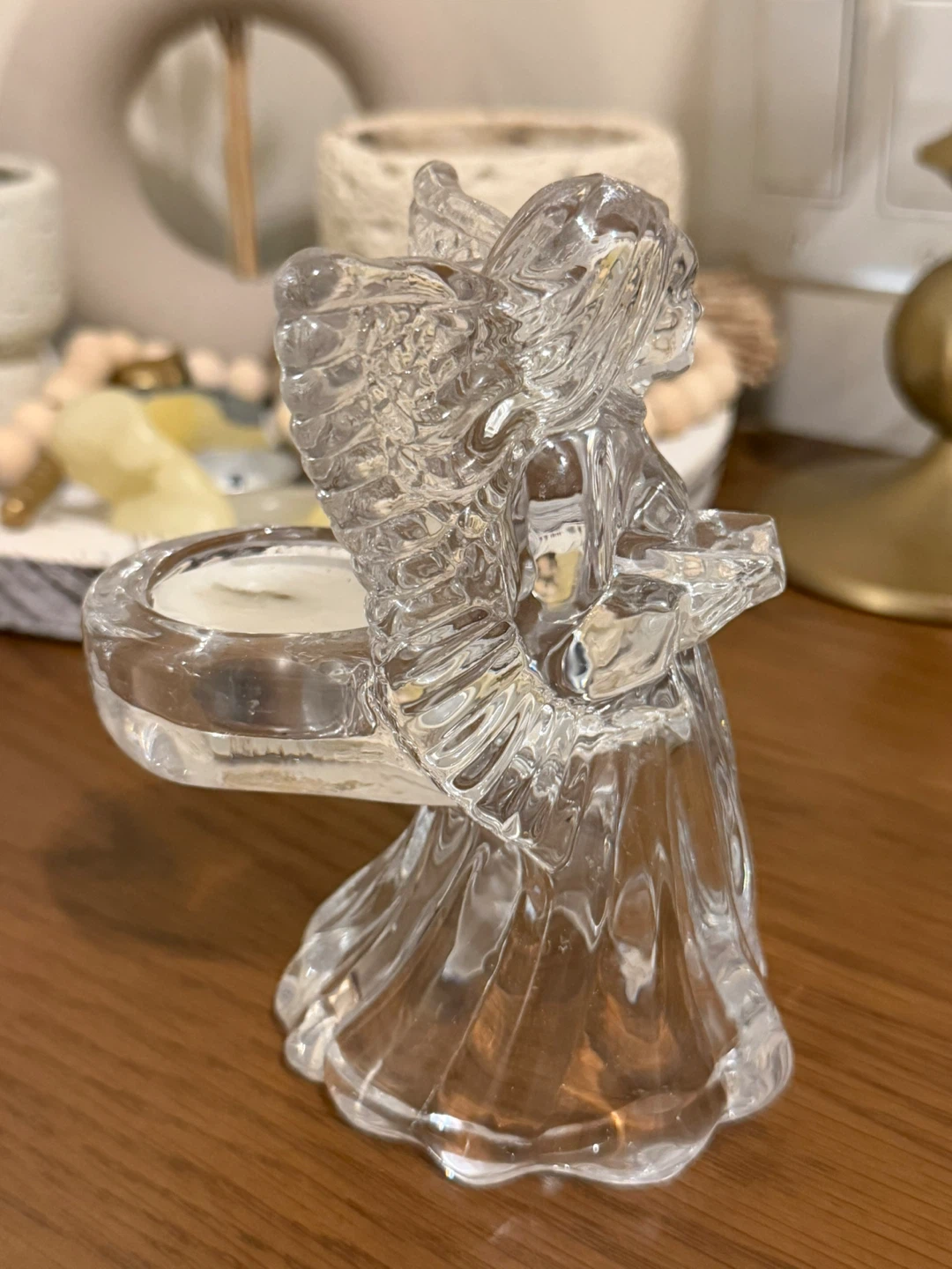 Clear Glass Angel Candle Holder - photo 2