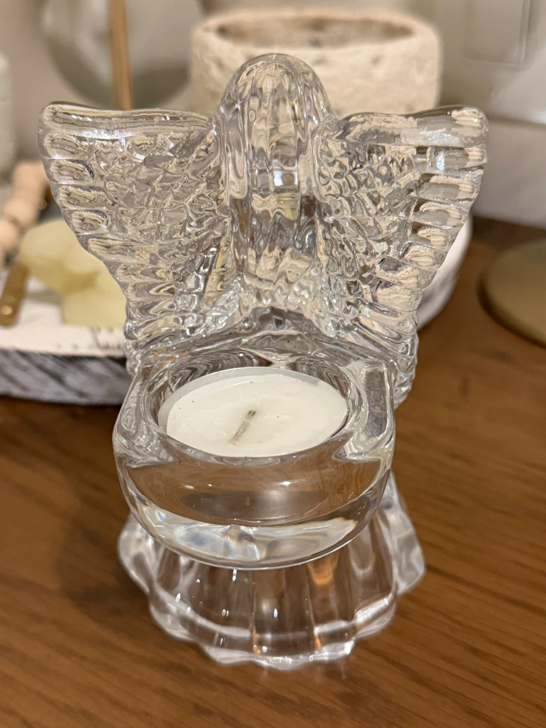 Clear Glass Angel Candle Holder - photo 3