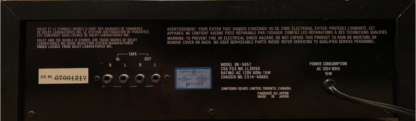 Sears Electronics Professional Series Cassette Deck