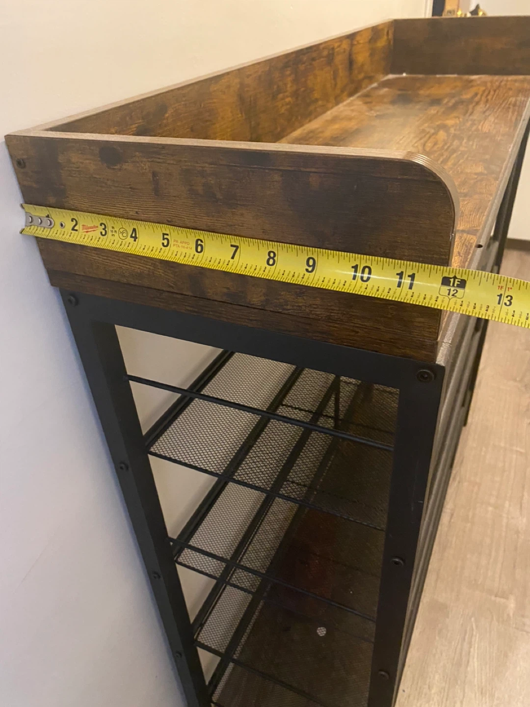 Industrial Style 5-Tier Shelf Unit with Wooden Top - photo 4