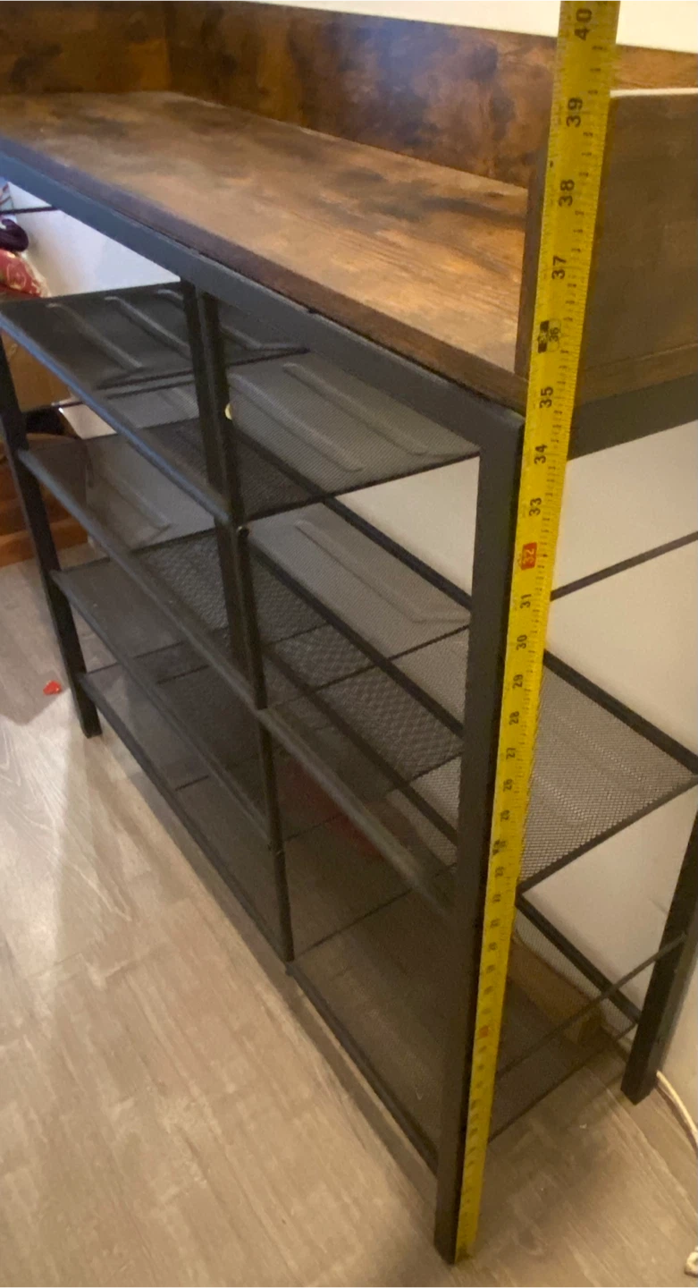 Industrial Style 5-Tier Shelf Unit with Wooden Top - photo 5