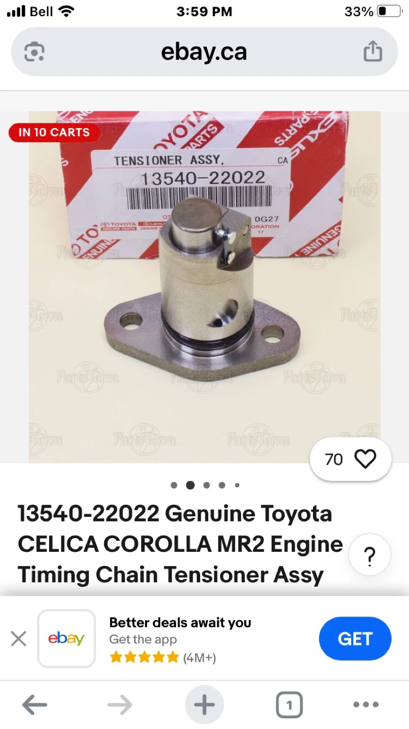 Genuine Toyota Engine Timing Chain Tensioner Assy 13540-22022 - photo 3