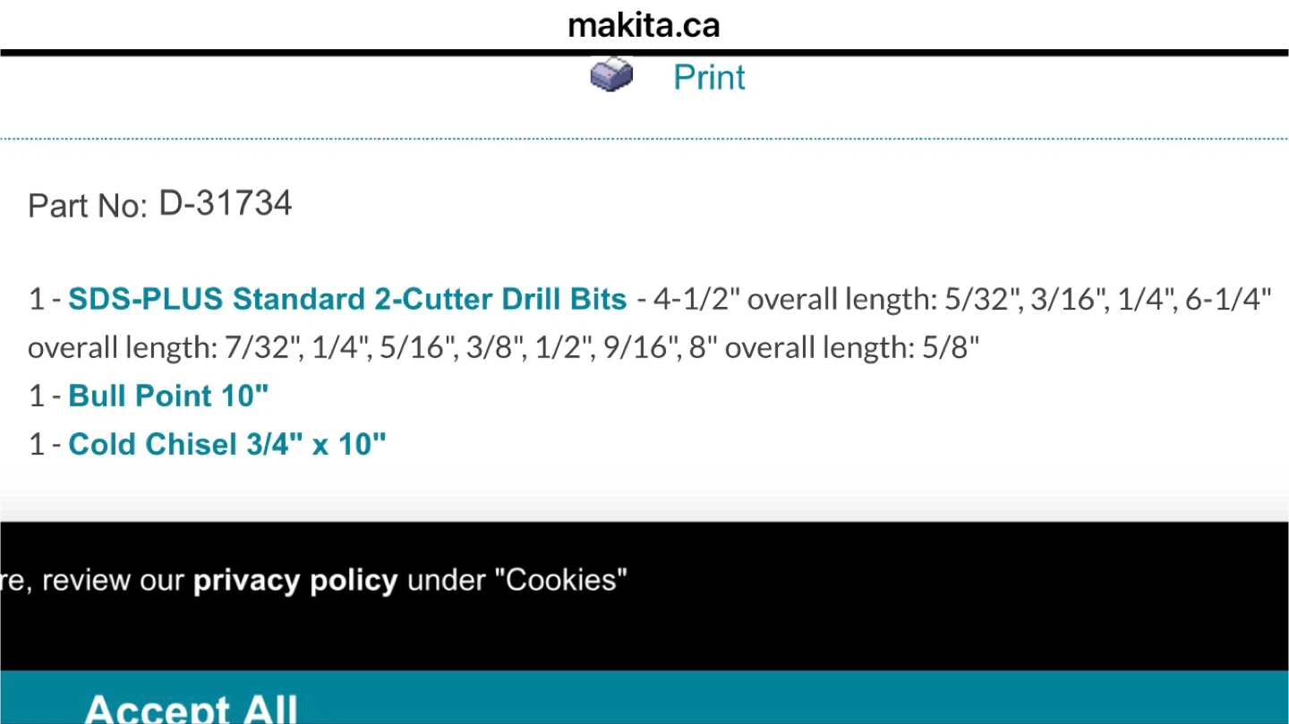Makita SDS-PLUS 13 pc. Drill Bit Set with Case - photo 2