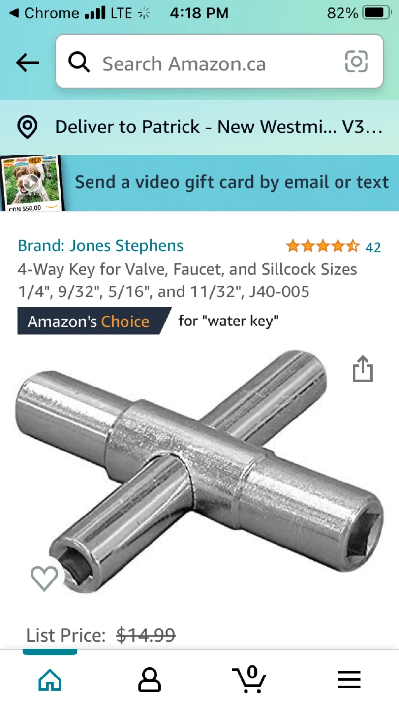 Jones Stephens 4-Way Water Key