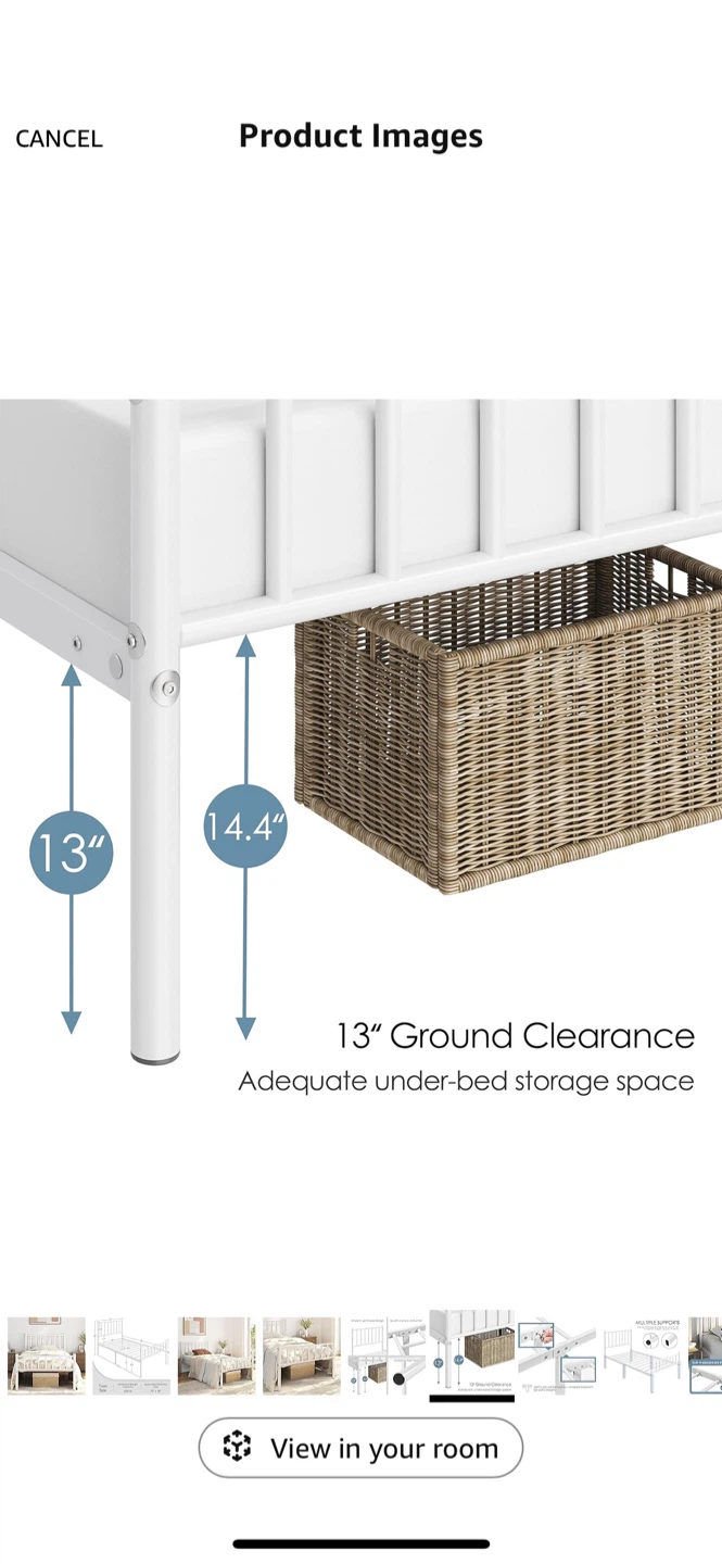 White Metal Twin Bed Frame - photo 5