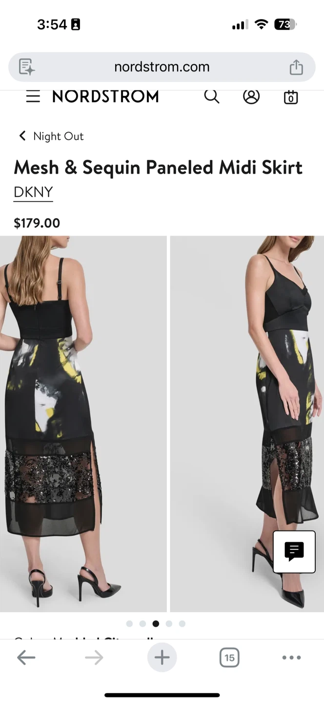 DKNY Mesh & Sequin Paneled Midi Skirt - Size 4 - photo 2