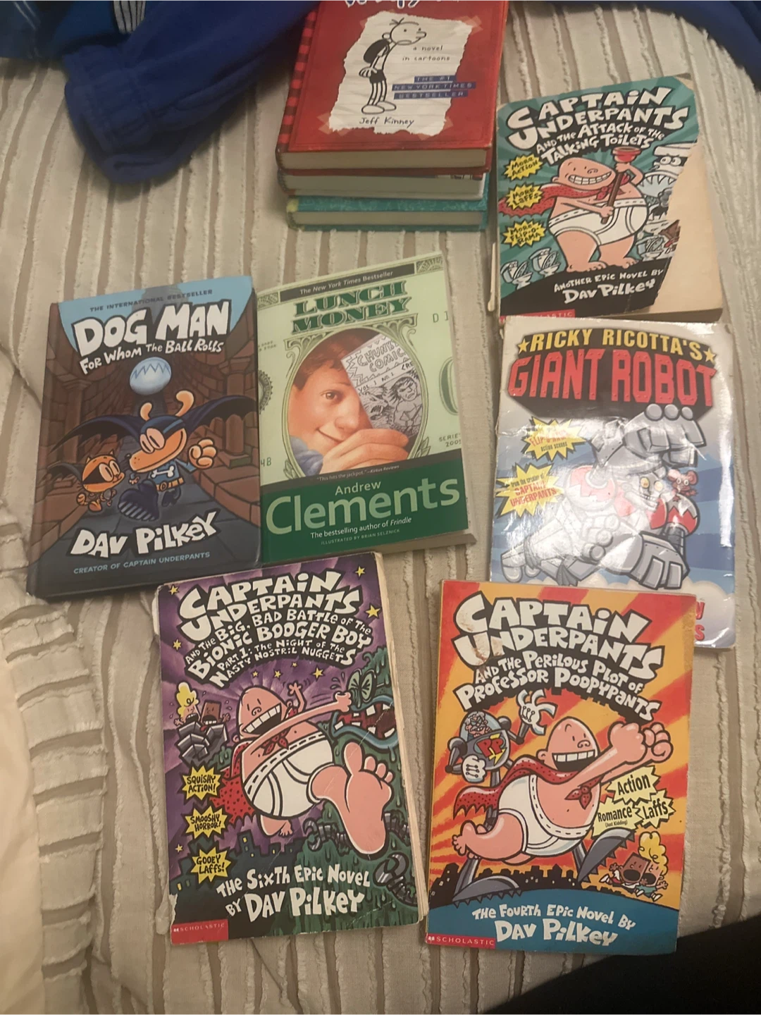 Collection of Dav Pilkey and Jeff Kinney Books