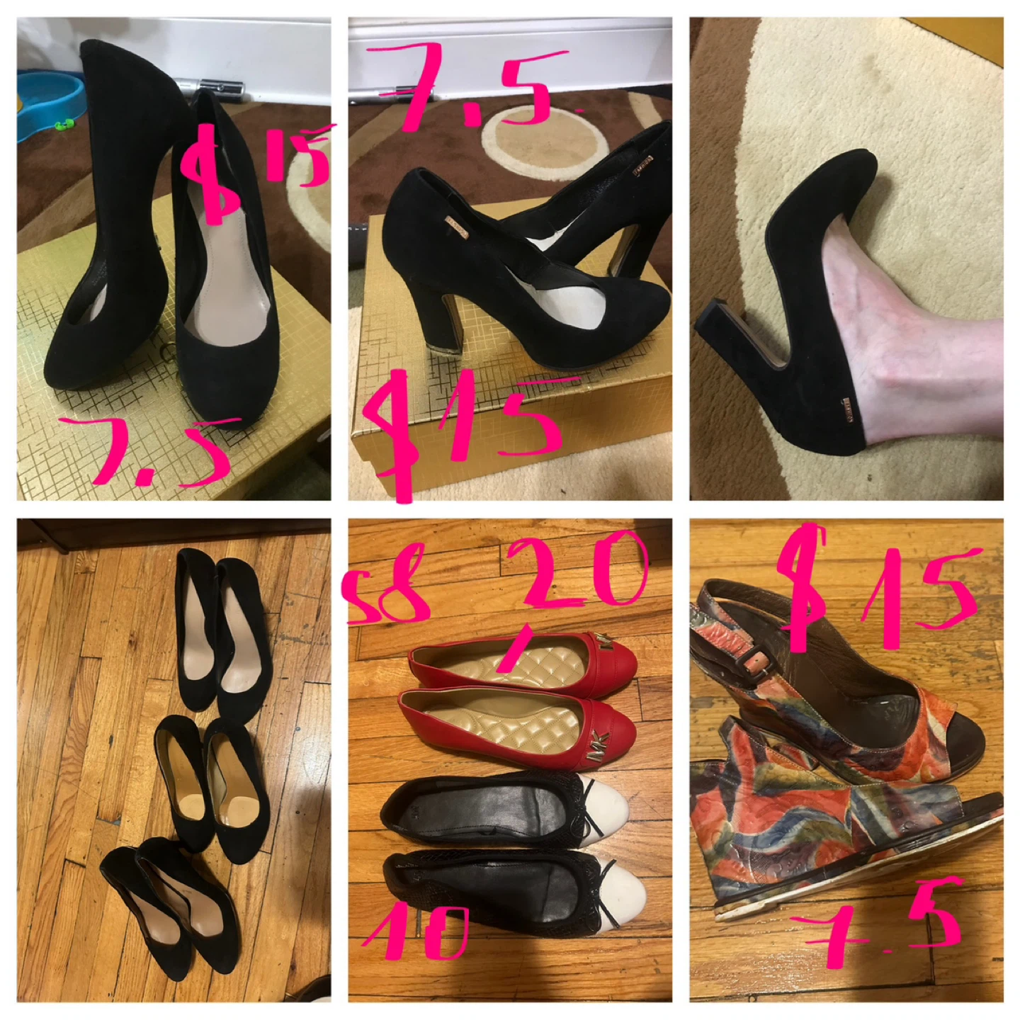 Black Suede Heels and Flats