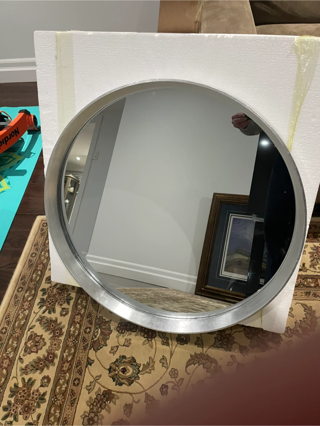 Silver Round Wall Mirror - 28 inch