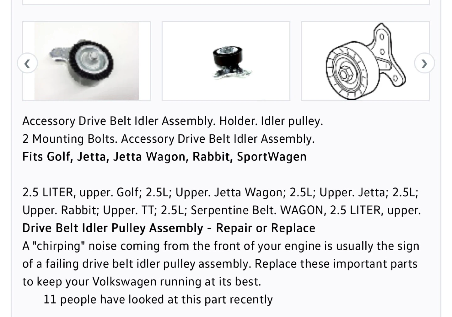 URO Parts Accessory Belt Idler Assembly URO-010599 - photo 2