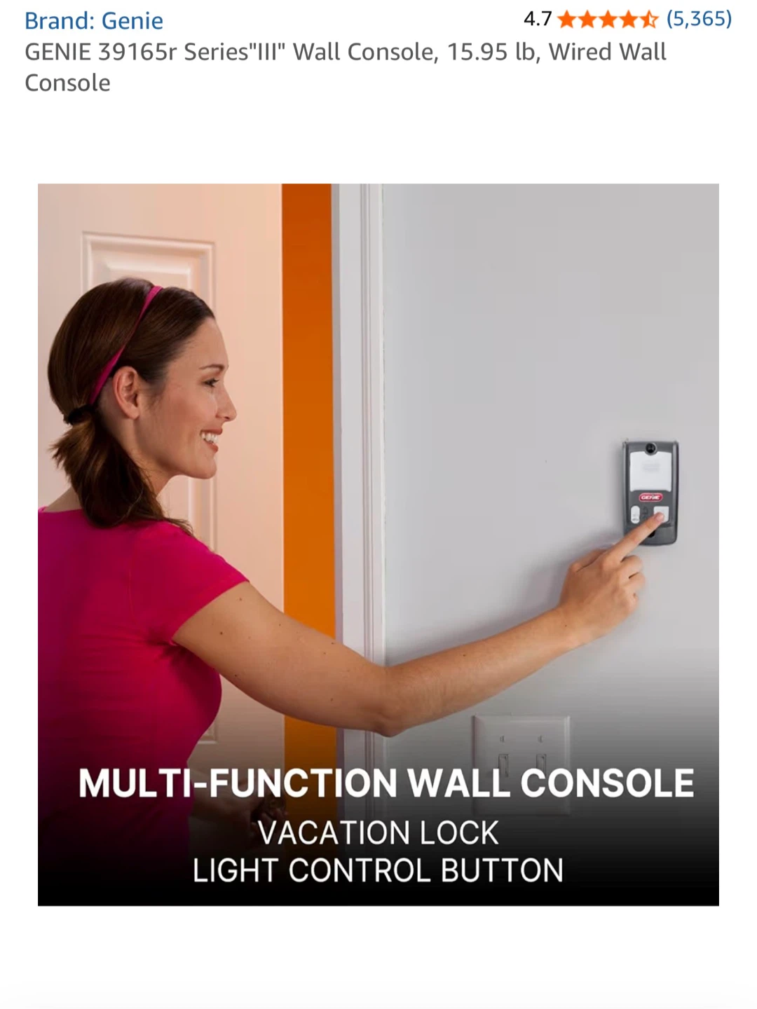 Genie 39165r Series "III" Wall Console