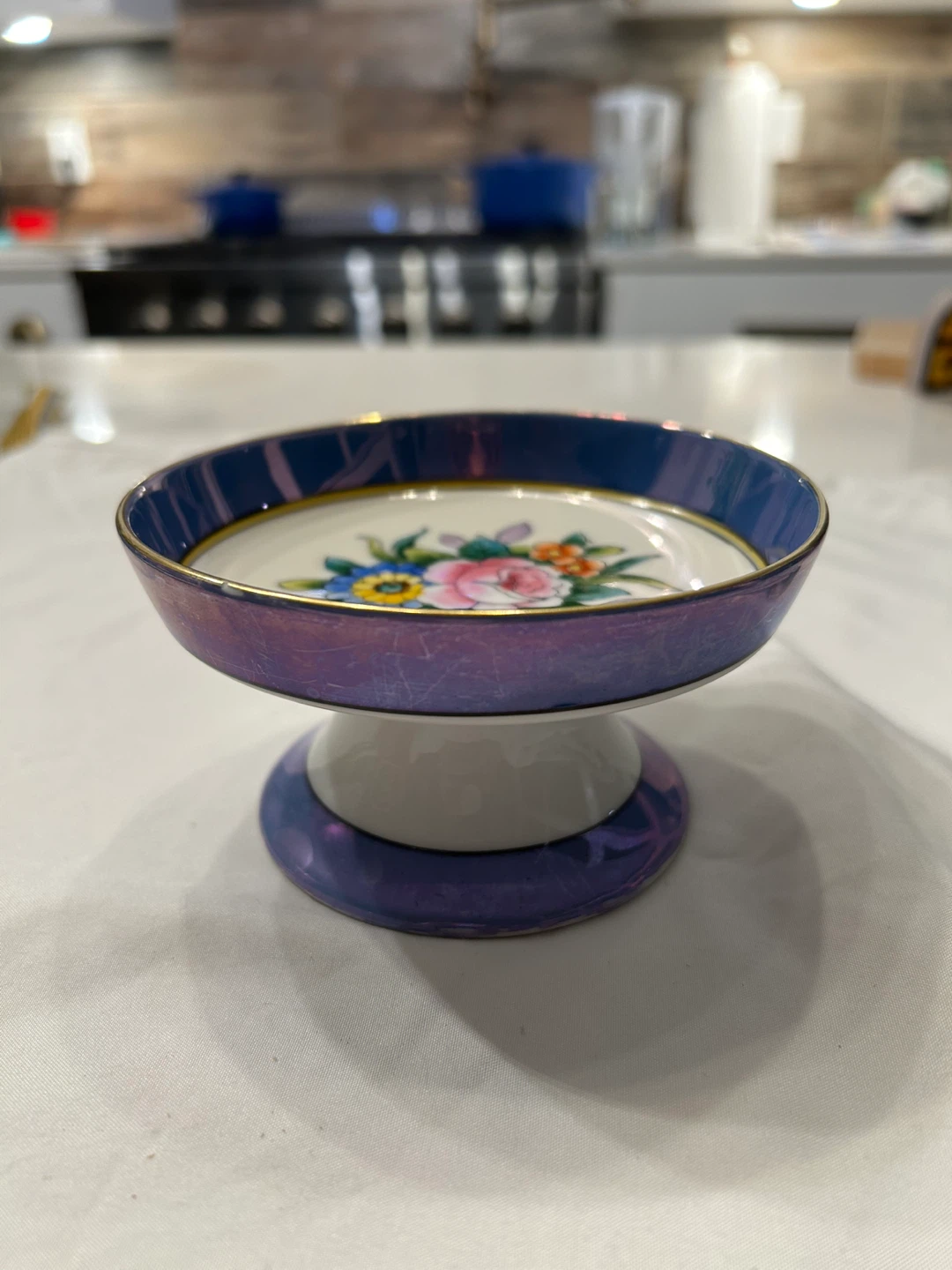 Noritake  Vintage Hand Painted Floral Pedestal Dish - photo 4
