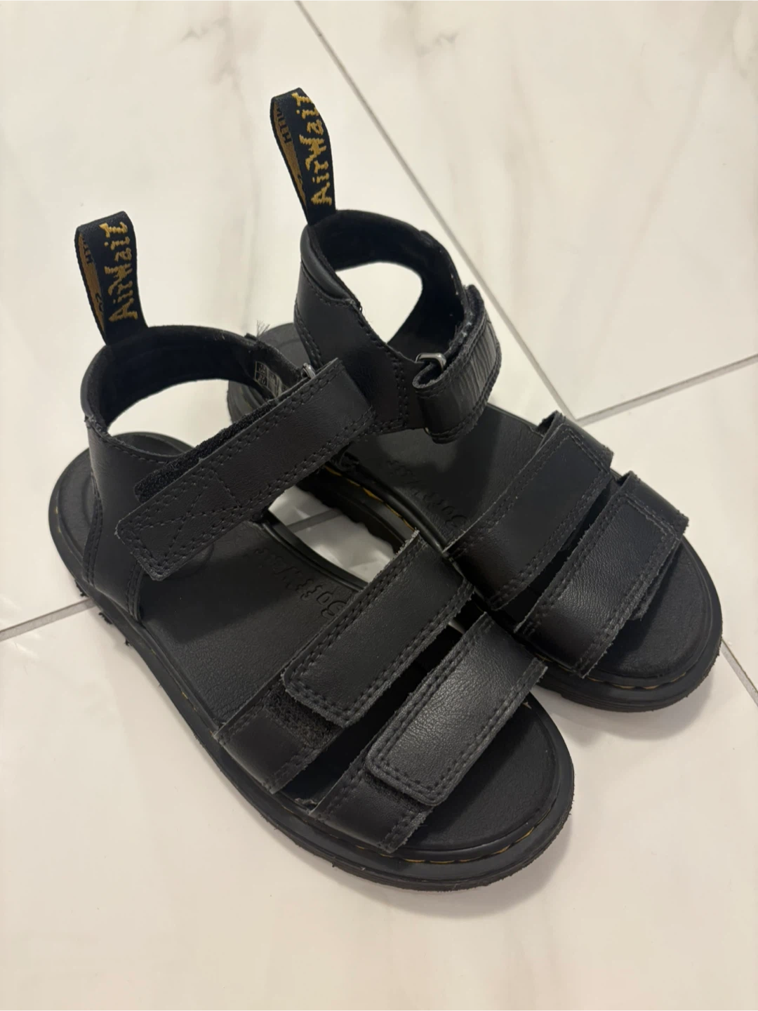 Dr. Martens Black Leather AirWair Strap Sandals
