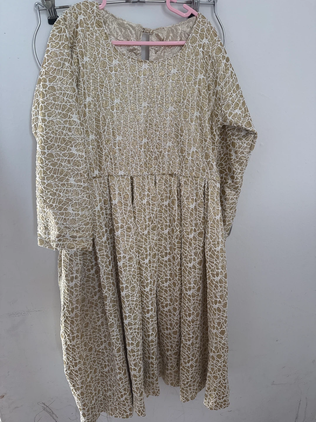 Gold & White Patterned Dress