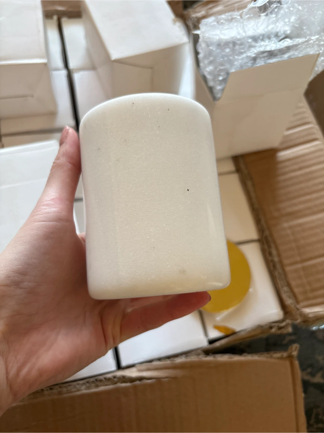 White Marble candle holder/ vessel - photo 3