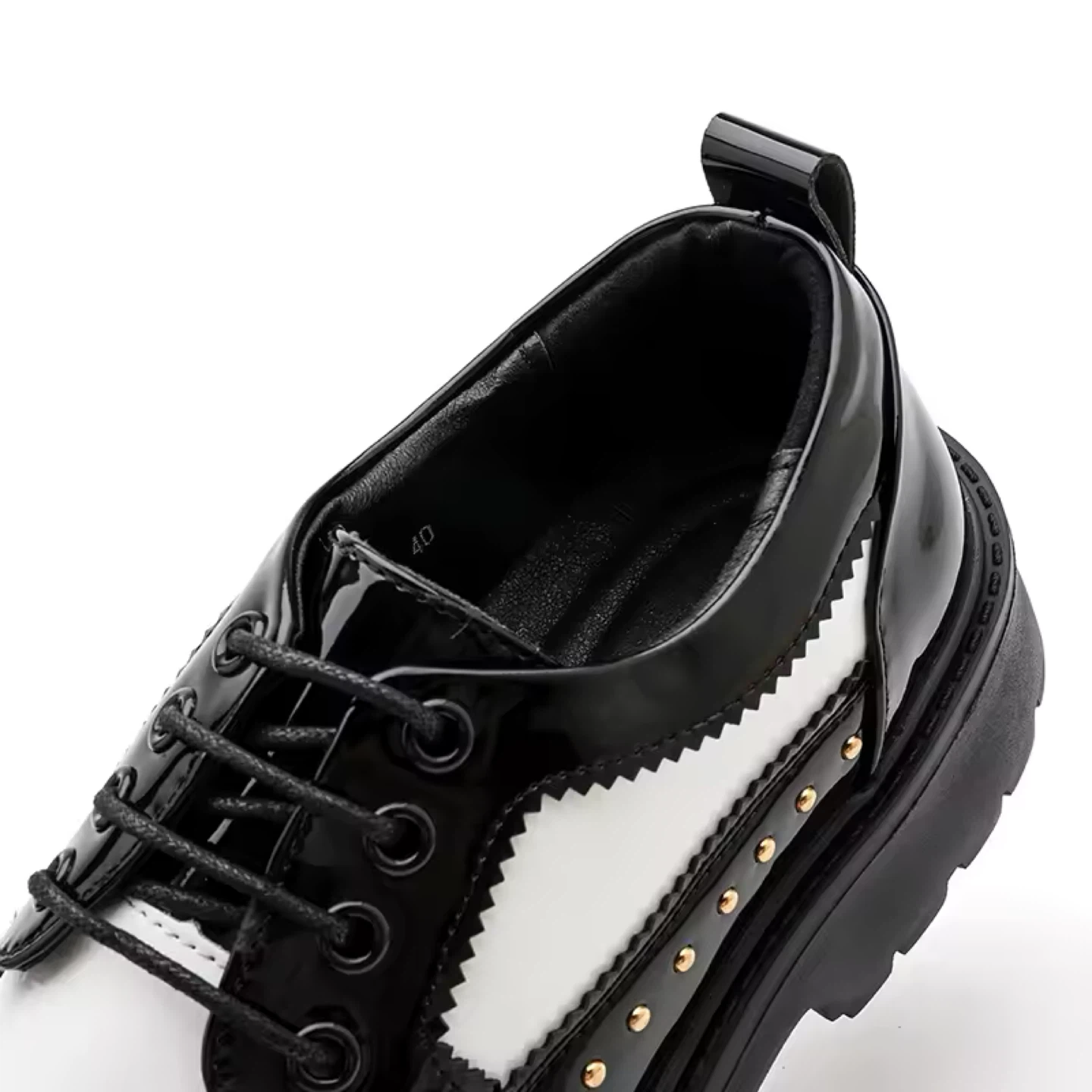 Black and White Wingtip Platform Shoes - photo 5
