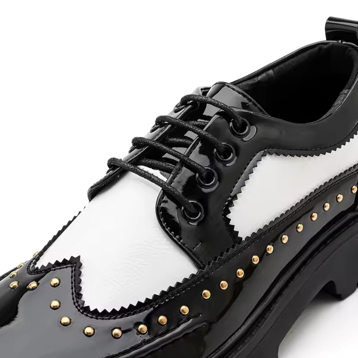 Black and White Wingtip Platform Shoes - photo 4