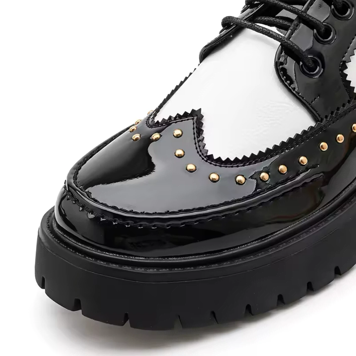 Black and White Wingtip Platform Shoes - photo 3
