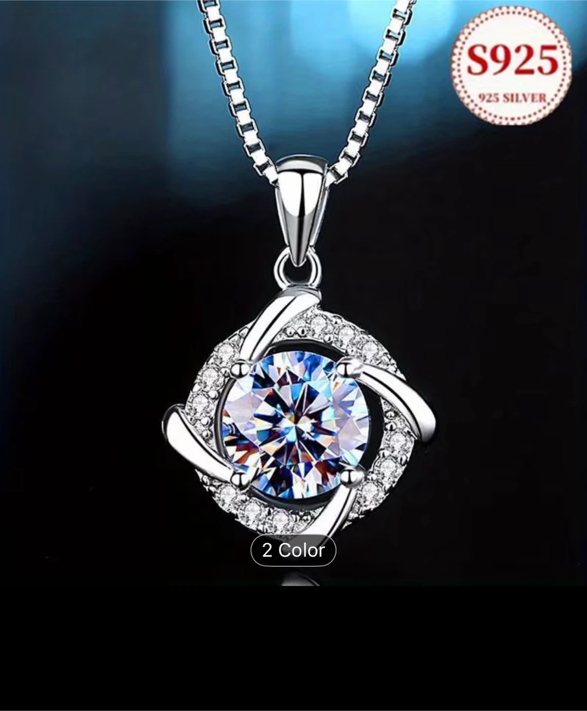 925 Silver Necklace with Crystal Pendant