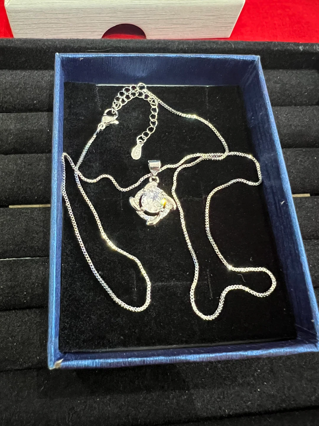 925 Silver Necklace with Crystal Pendant - photo 4