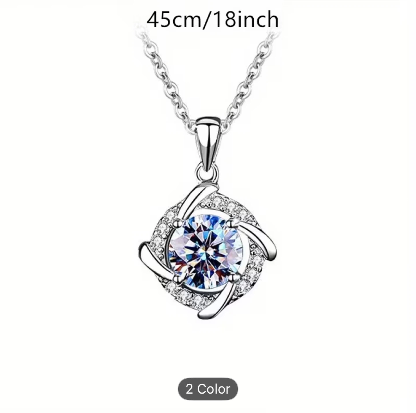 925 Silver Necklace with Crystal Pendant - photo 3