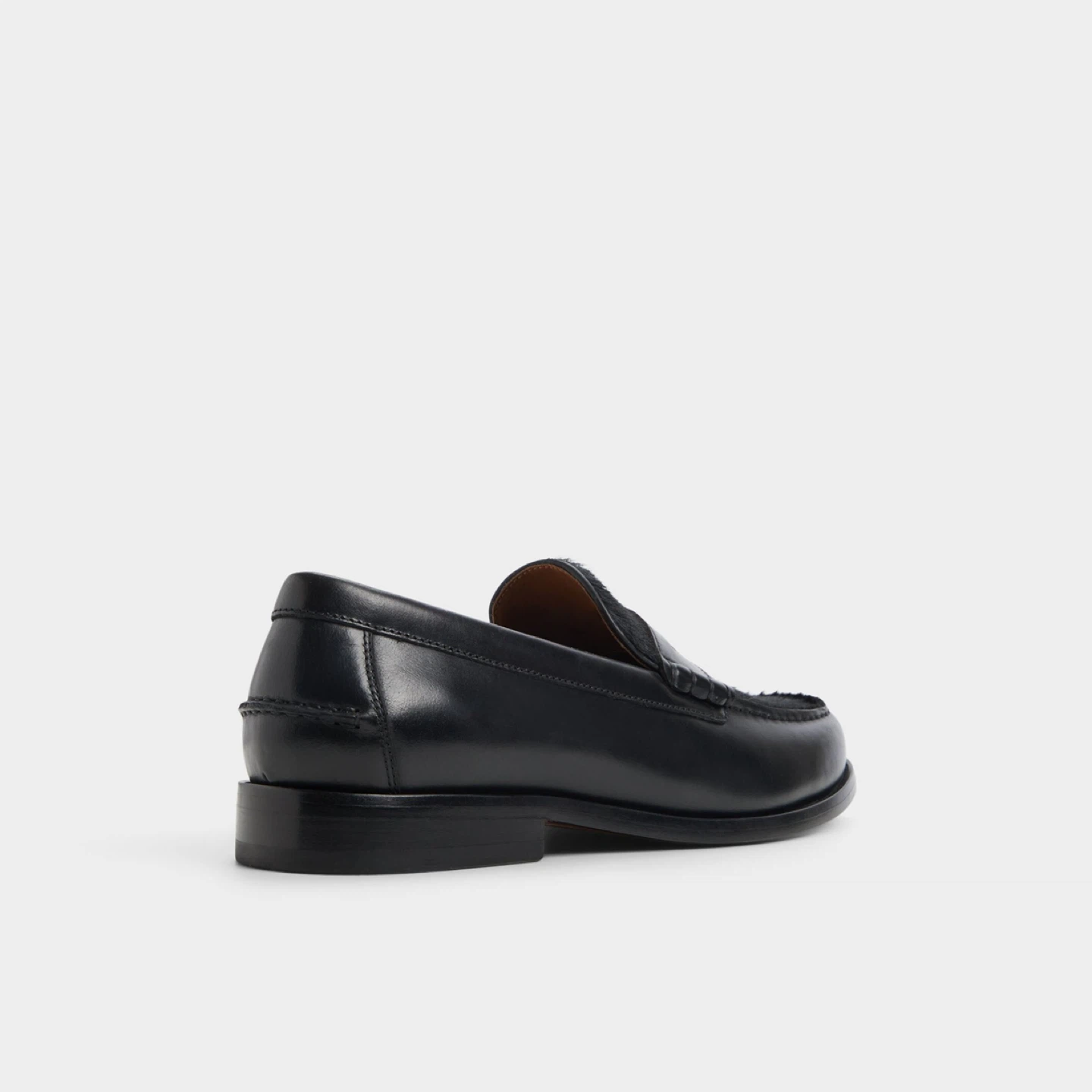 Black Leather Loafers with Fur Detail - photo 5