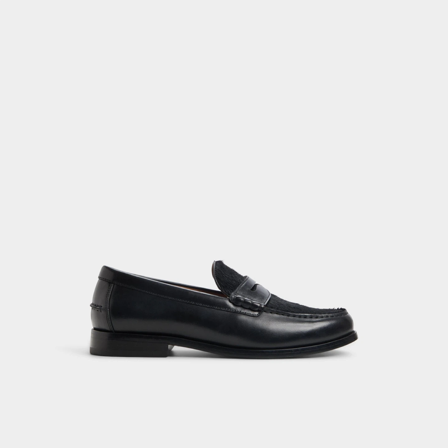 Black Leather Loafers with Fur Detail - photo 2