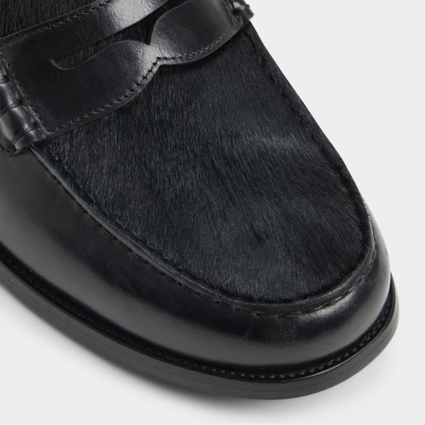 Black Leather Loafers with Fur Detail - photo 4