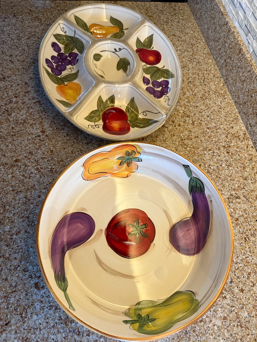 Hand-Painted Ceramic Serving Platter - Fruit & Vegetable Designs - photo 3