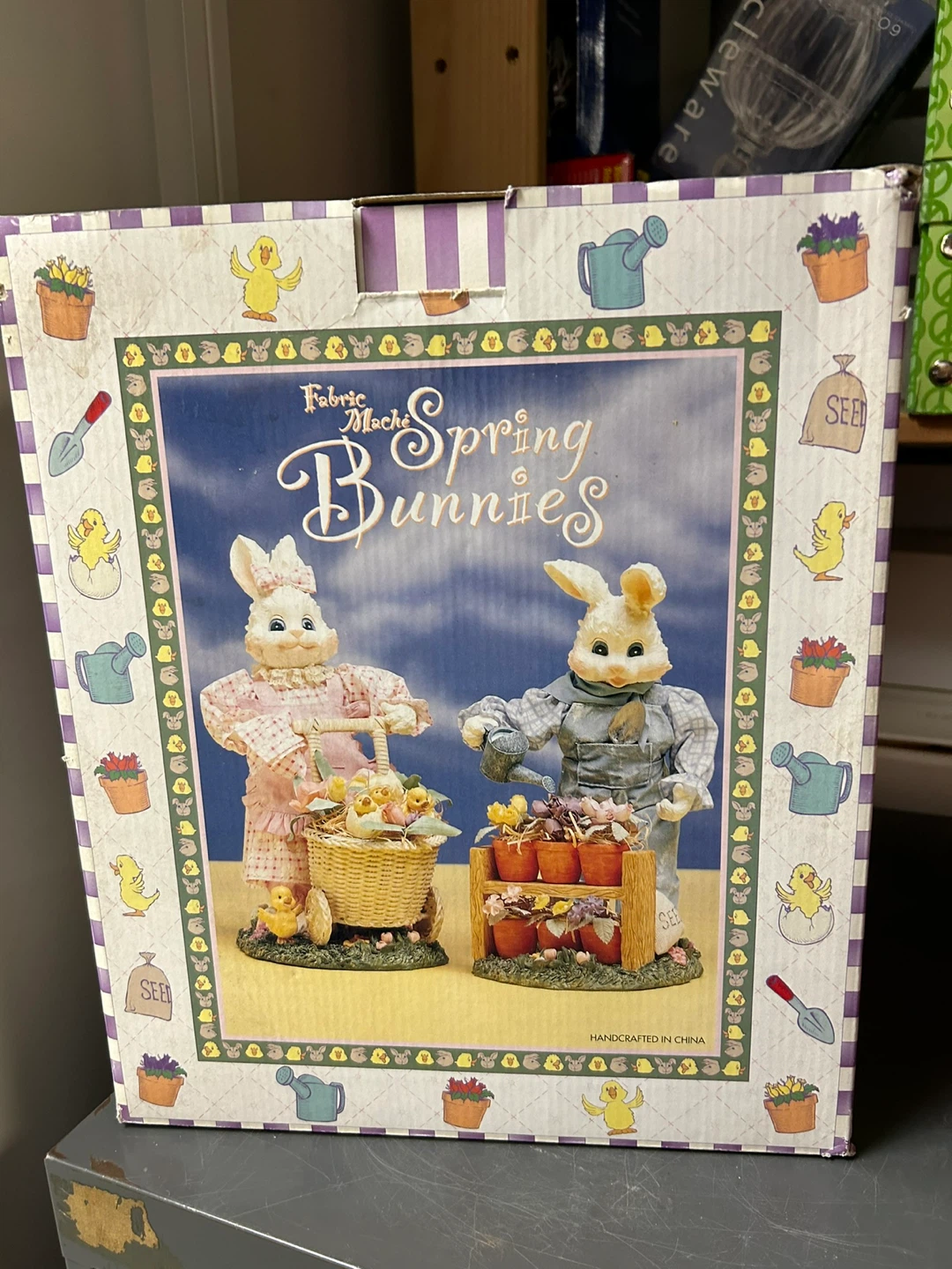 Fabric Mache Spring Bunnies Figurines - photo 2