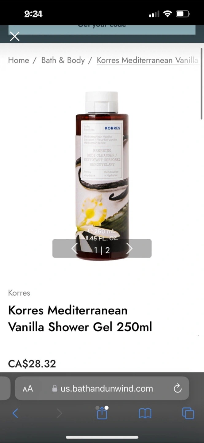 Korres Mediterranean Vanilla Shower Gel 250ml - photo 2