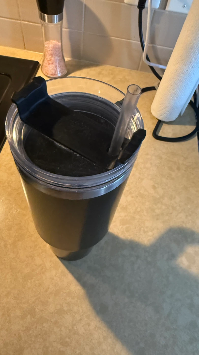 Black Insulated Tumbler with Lid and Straw - photo 2