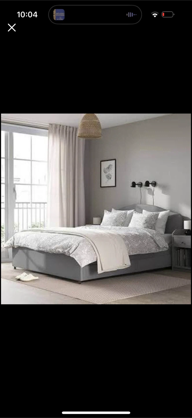 Grey Upholstered Queen Bed Frame with Storage Drawer - photo 3