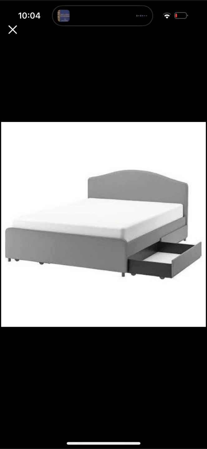 Grey Upholstered Queen Bed Frame with Storage Drawer - photo 2