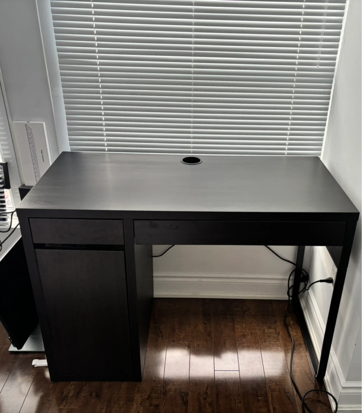 Black Desk with Grommet Hole