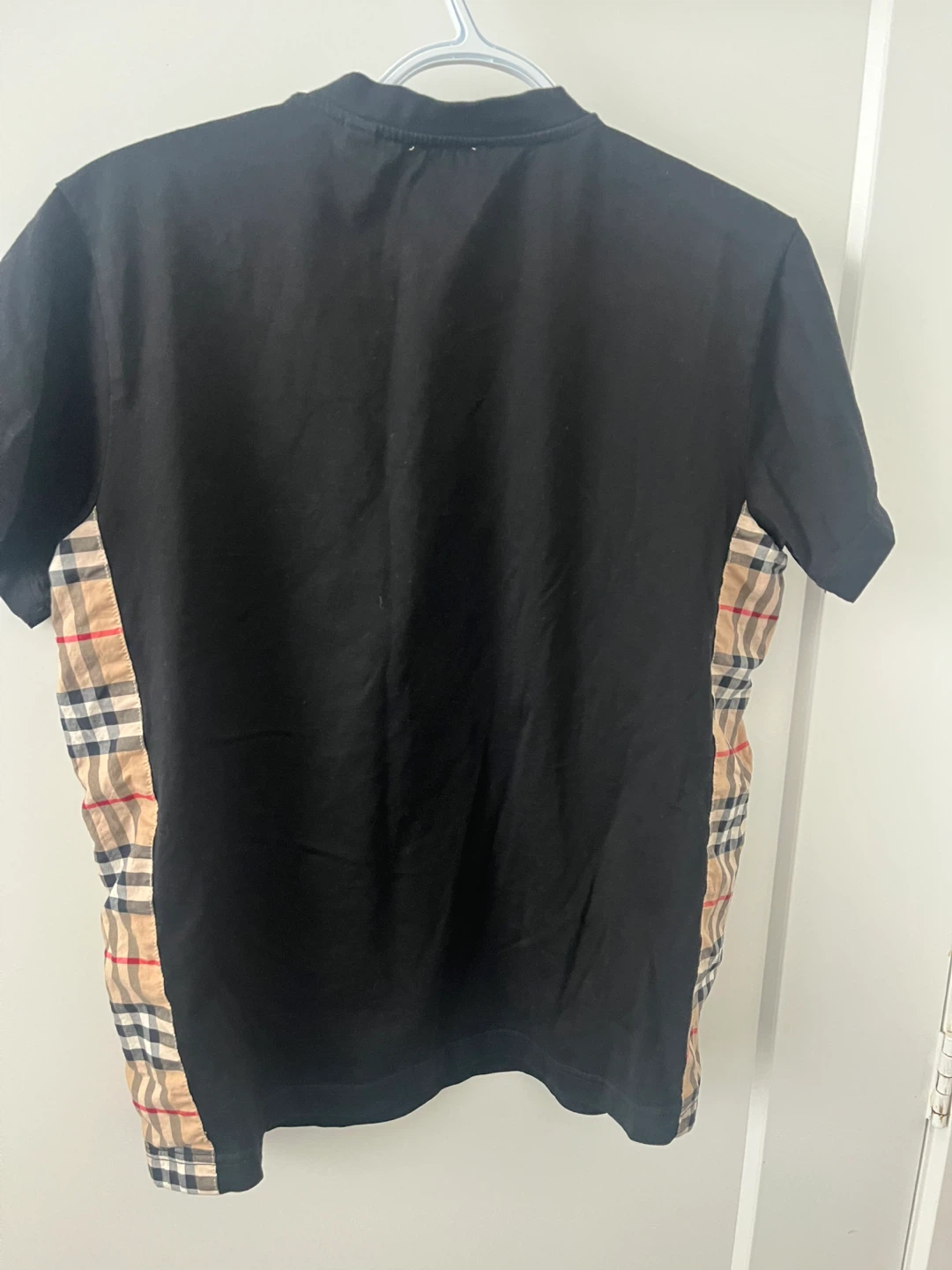 Burberry Black T-Shirt with Classic Check Sides - Size S - photo 5