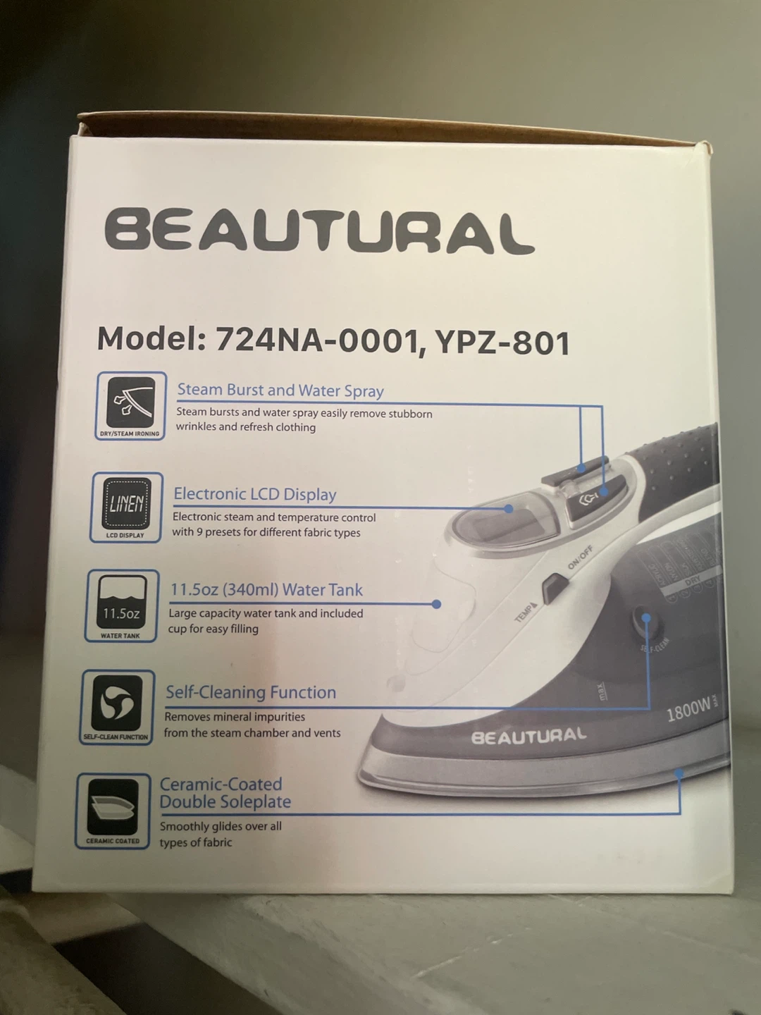 Beautural 1800W Steam Iron with Original Box - photo 4