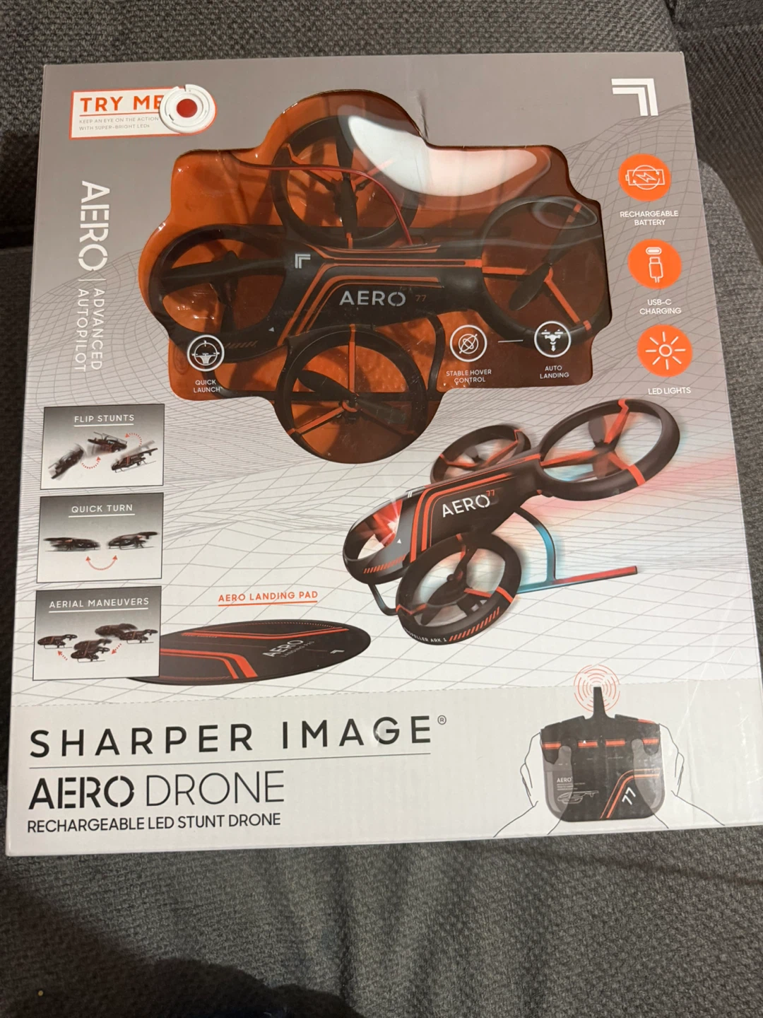 Sharper Image Aero Drone Rechargeable LED Stunt Drone
