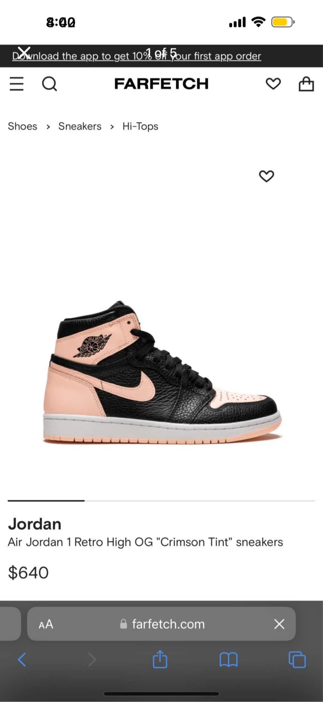 Nike Air Jordan 1 Retro High OG "Crimson Tint" Sneakers